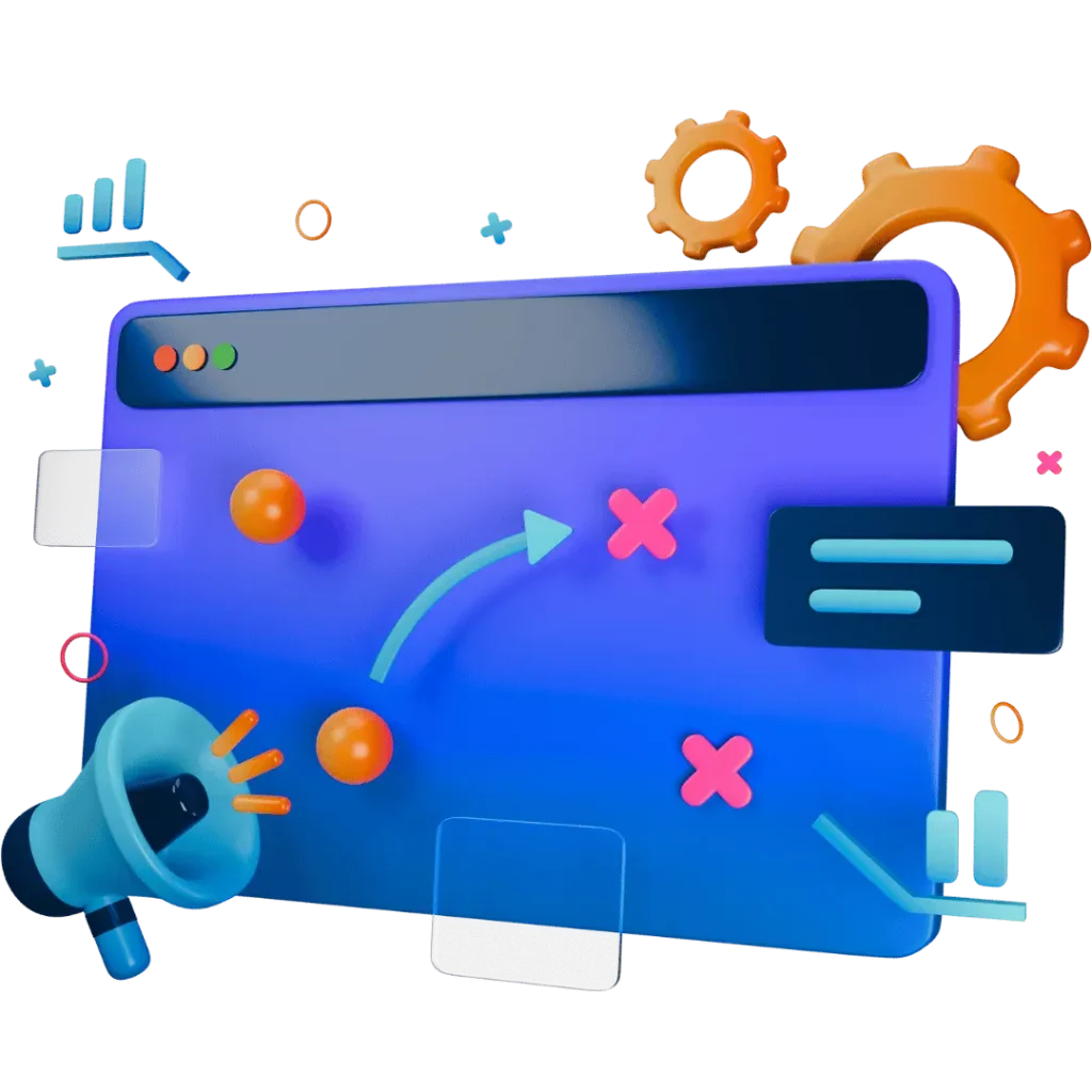 Imagen en 3D que representa los servicios de marketing digital